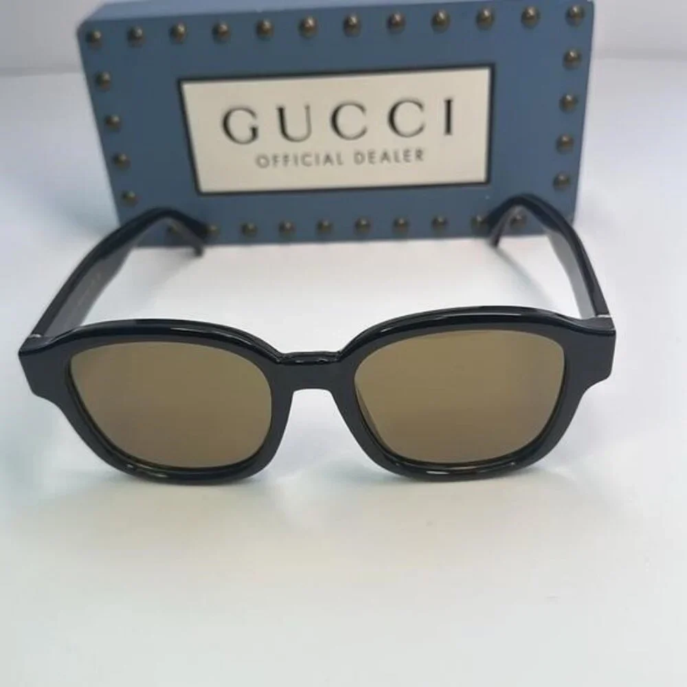 GUCCI GG1140SK-003 Unisex Classic Designer Sunglasses in Black & Gold/Brown 54mm